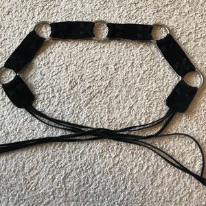 Leather and Metal Ring Belt with Tassels